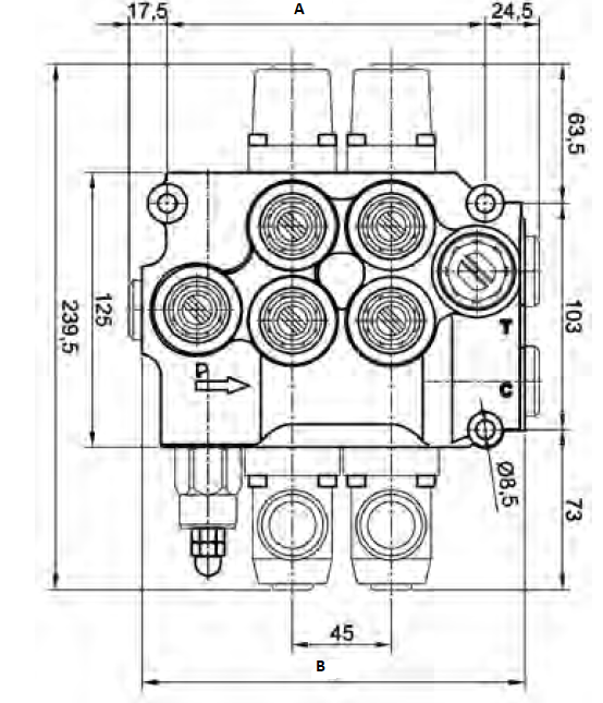 Specifikace - dvoupáčkový hydraulický rozvaděč 40l typ BASIC H