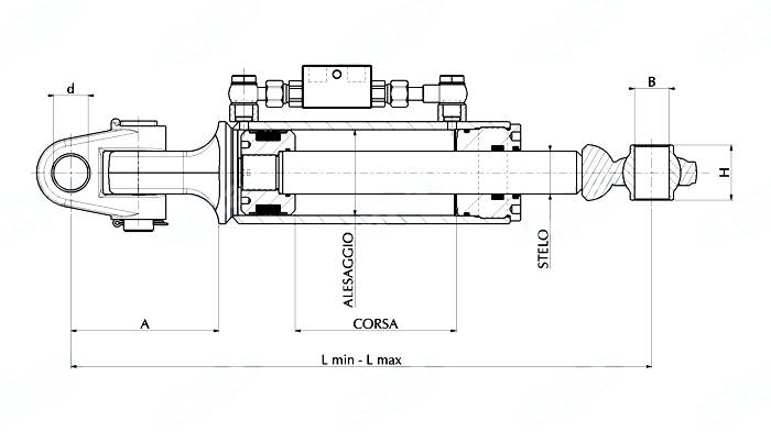 Obrázek k výrobku 27970 - Hydraulický třetí bod, délka 560 - 750 mm, OKO/KLOUB