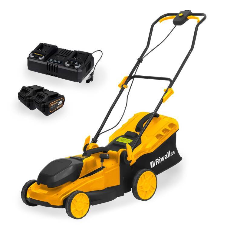 Obrázek k výrobku 94850 - Riwall PRO RALM 4020i SETakumulátorová sekačka 40 V (2 x 20 V) + 2x 4 Ah baterie + duální rychlonabíječka 4,5 A
