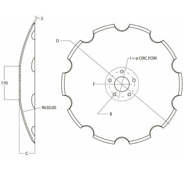 Obrázek k výrobku 49936 - disk ozubený vydutý Ø 510/5 mm