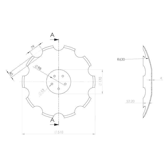 Obrázek k výrobku 61104 - Disk ozubený vydutý Ø 510/4mm SKF