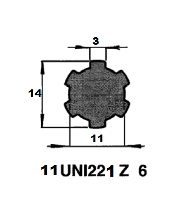 Obrázek k výrobku 60211 - Drážkovaná tyč 11 UNI 221