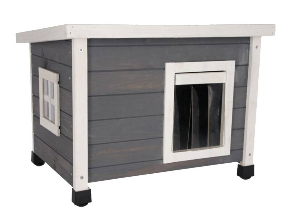 Obrázek k výrobku 125274 - Dřevěná bouda pro kočky KERBL 80991 RUSTICA, 57x45x43 cm, šedá