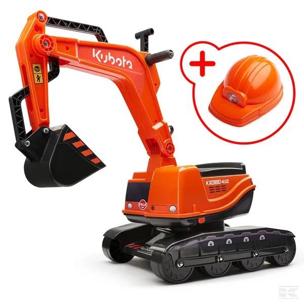 Obrázek k výrobku 75338 - FALK velký bagr Kubota KX080, s úložným prostorem pod sedadlem a helmou