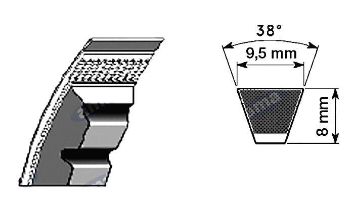 Obrázek k výrobku 28256 - klínový řemen AVX10-1455, 9,5x1455 Le