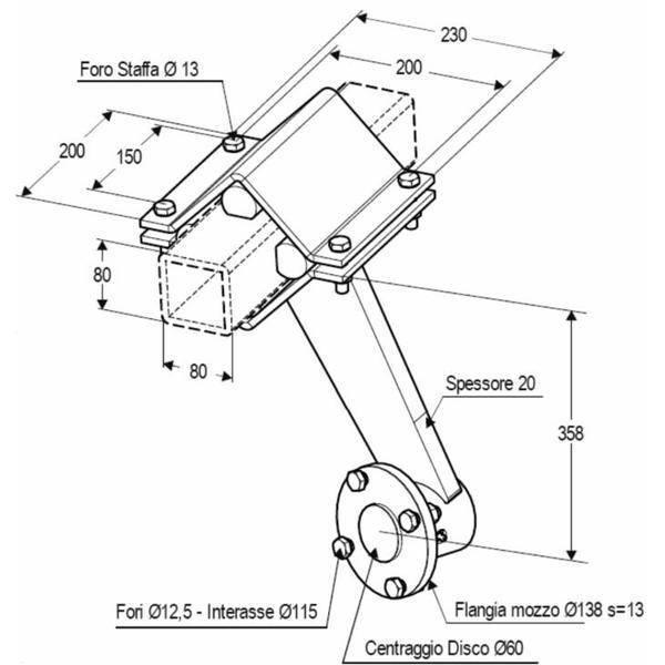 Obrázek k výrobku 56020 - kompletní uchycení disku s nábojem přední na profil 80x80/disk 460-510