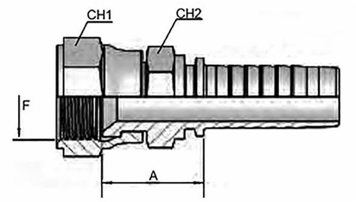 Obrázek k výrobku 62200 - Lis. armatura s vnitřním závitem JIS 60° (KOMATSU) M14X1,5 - hadice 1/4"