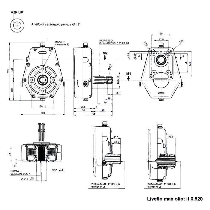 Obrázek k výrobku 60722 - Litinová převodovka k hydraulickému čerpadlu GR. 3, 1:3,8 samice, rychlospojka