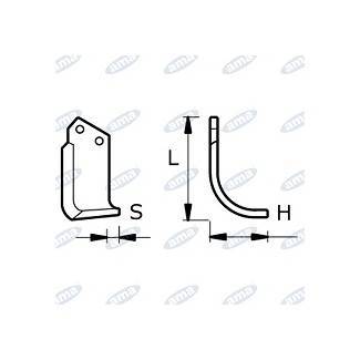 Obrázek k výrobku 43136 - NŮŽ ROTAVÁTORU 113 x 205 x 22 MM PRAVÝ