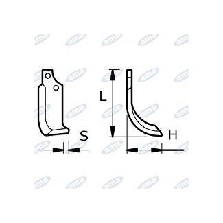 Obrázek k výrobku 43512 - NŮŽ ROTAVÁTORU 115 x 194 x 12 MM LEVÝ