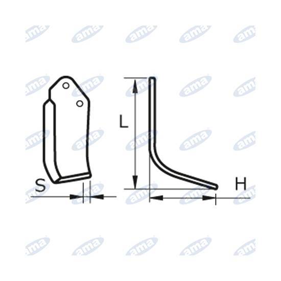 Obrázek k výrobku 60398 - NŮŽ ROTAVÁTORU 135 x 165 x 27 MM LEVÝ