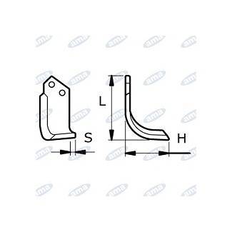 Obrázek k výrobku 43042 - NŮŽ ROTAVÁTORU 136 x 195 x 12 MM PRAVÝ