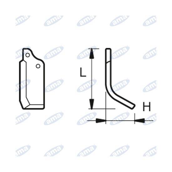 Obrázek k výrobku 60569 - NŮŽ ROTAVÁTORU 56 x 130 MM LEVÝ