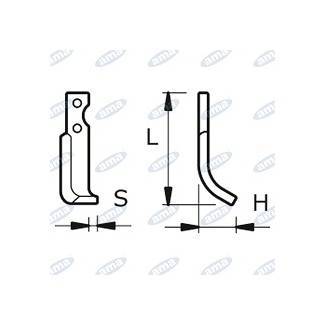 Obrázek k výrobku 42842 - NŮŽ ROTAVÁTORU 74 x 173 x 25 MM LEVÝ