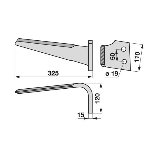Obrázek k výrobku 24322 - Nůž vhodný pro KVERNELAND - pravý