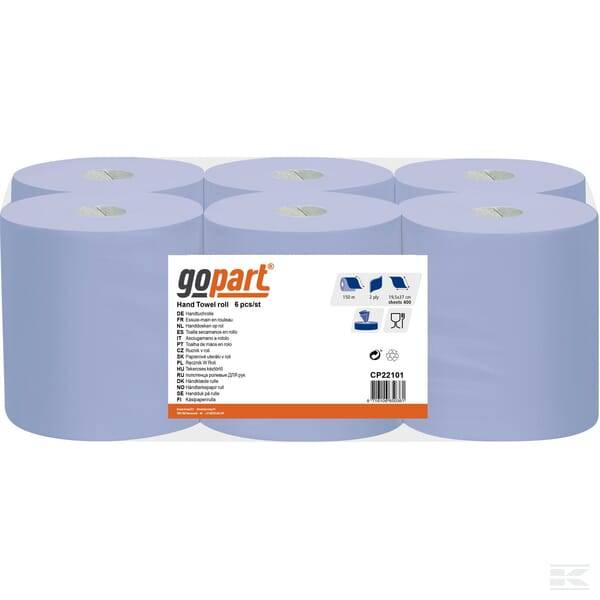 Obrázek k výrobku 33209 - Papírové ručníky, modrá role, 19 cm x 150 m, dvouvrstvé, vnější Ø 200 mm, 6 ks, gopart