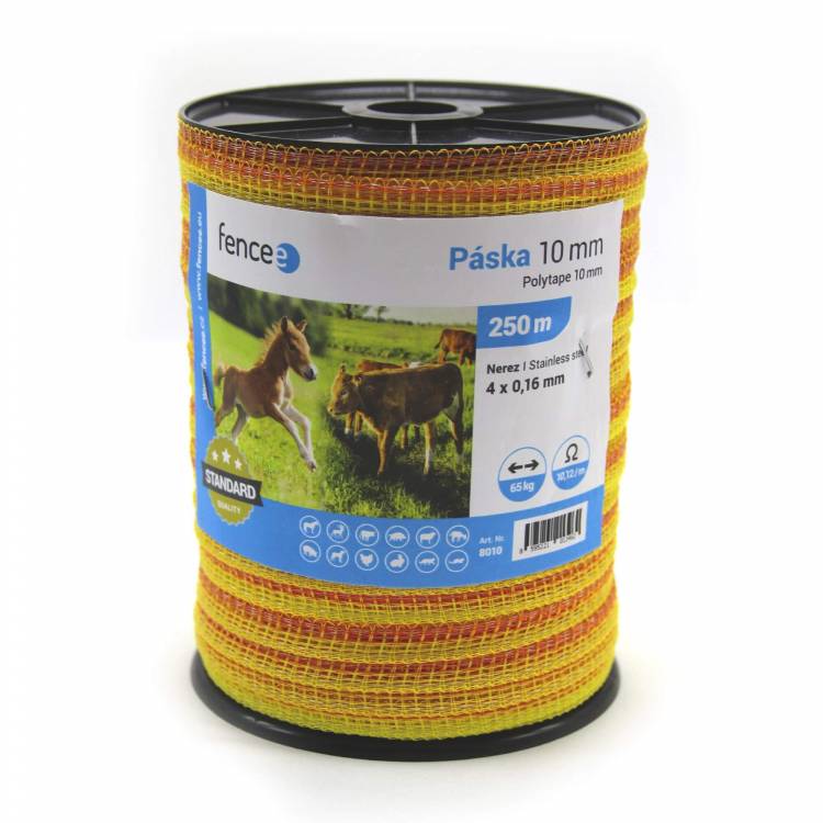 Obrázek k výrobku 73192 - Páska pro elektrický ohradník, průměr 10 mm, žluto-oranžové
