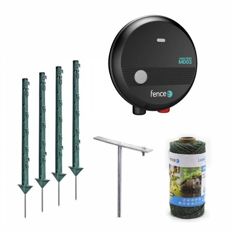 Obrázek k výrobku 74091 - Set elektrického ohradníku proti škůdcům – vydra, kuna, zajíc, mýval – DUO zdroj – lanko 100 m