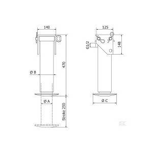 Specifikace - Hydraulická opěrná noha