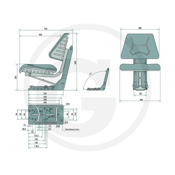 Specifikace - Mechanicky odpružené sedadlo