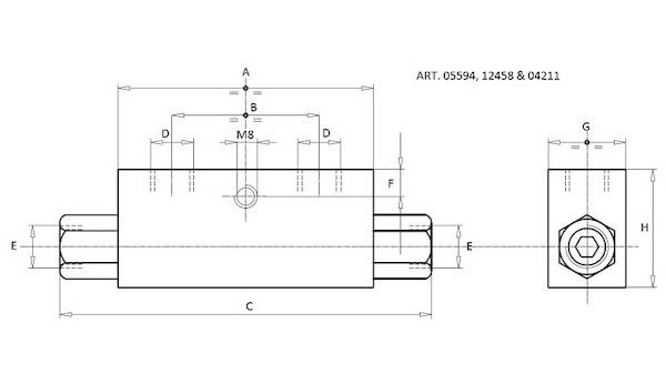 Specifikace - Zámek hydrauliky 1/4" ESRV-D-04L