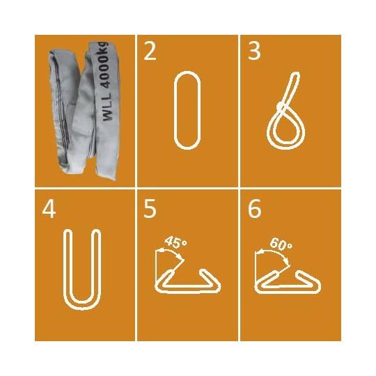 Specifikace - Zvedací popruh se smyčkou šedá 4To, L-4 m, šířka-120mm