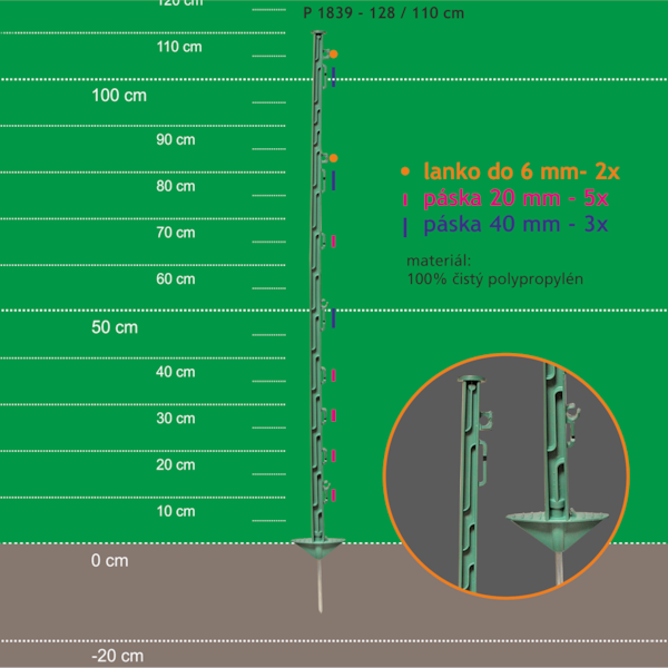 Obrázek k výrobku 35509 - Stojka pro výpas 128/110cm kov.hr. zelená