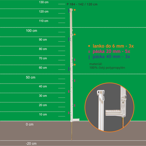 Obrázek k výrobku 35510 - Stojka pro výpas 142/120cm, kov. hrot, bílá