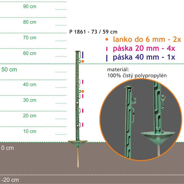 Obrázek k výrobku 35506 - Stojka pro výpas 73/59cm, kovový hrot