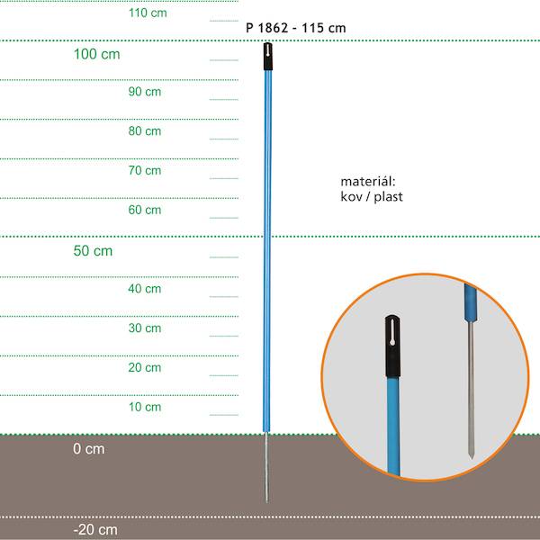 Obrázek k výrobku 35517 - Tyčka modrá 100cm, kovová s plastovým povrchem