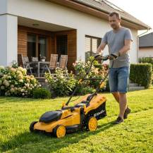 Obrázek k výrobku 94850 - Riwall PRO RALM 4020i SETakumulátorová sekačka 2 x 20 V + 2x 4 Ah baterie + duální rychlonabíječka 4,5 A