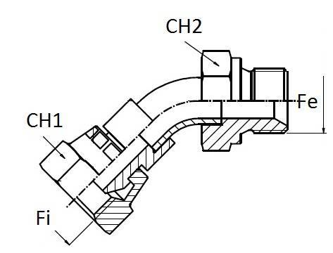 Specifikace - BSP REDUKCE 45° samec/samice 1/4" / 1/4"