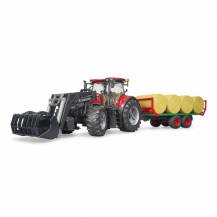 Obrázek k výrobku 81376 - Case IH Optum 300 CVX traktor s čelním nakladačem a přívěsem