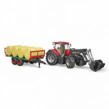 Obrázek k výrobku 81376 - Case IH Optum 300 CVX traktor s čelním nakladačem a přívěsem