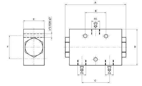 Specifikace - dělič průtoku DFL 25-40, 1/2" - 3/8"