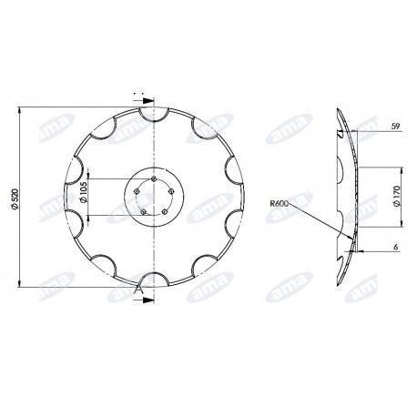 Obrázek k výrobku 71599 - Disk ozubený vydutý Ø 520/6mm HORSCH