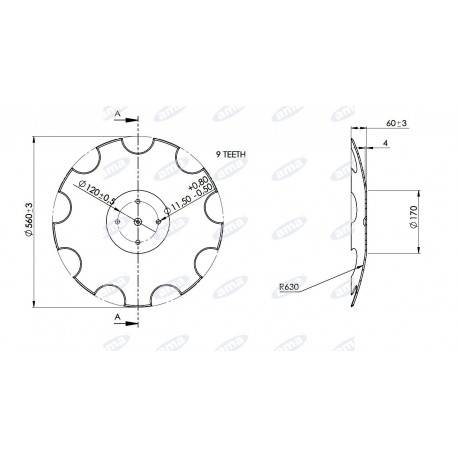 Obrázek k výrobku 0 - Disk ozubený vydutý Ø 560/4mm LEMKEN