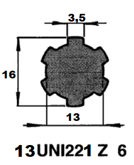 Specifikace - Drážkovaná tyč 13 UNI 221