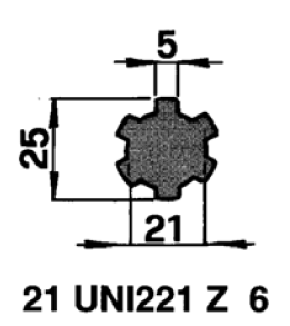 Specifikace - Drážkovaná tyč 21 UNI 221