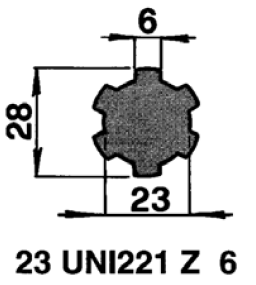 Specifikace - Drážkovaná tyč 23 UNI 221