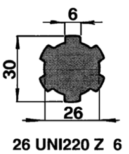 Specifikace - Drážkovaná tyč 26 UNI 221