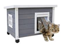 Obrázek k výrobku 125274 - Dřevěná bouda pro kočky KERBL 80991 RUSTICA, 57x45x43 cm, šedá