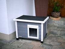 Obrázek k výrobku 125274 - Dřevěná bouda pro kočky KERBL 80991 RUSTICA, 57x45x43 cm, šedá