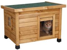 Obrázek k výrobku 125275 - Dřevěná bouda pro kočky KERBL 81564 RUSTICA, 57x45x43 cm, hnědá