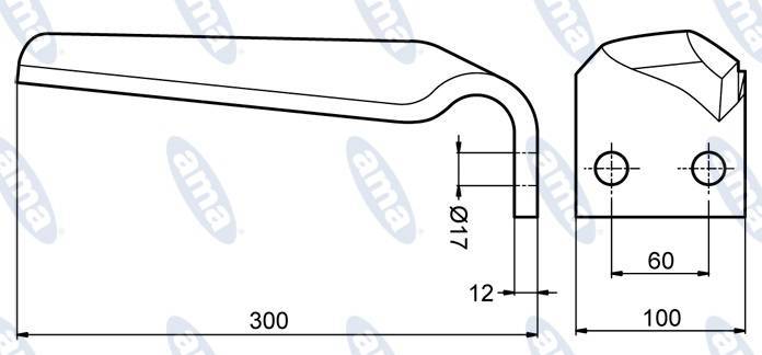 Specifikace - Hřeb pravý 300x17x60mm