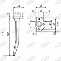 Obrázek k výrobku 36659 - Hřeb přední AMAZONE 313x110 mm