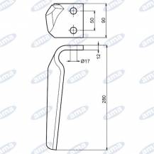 Obrázek k výrobku 60441 - Hřeb rotační brány levý 280x90mm