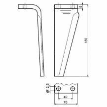 Obrázek k výrobku 42679 - Hřeb rotační brány pravý 180x70x8mm MURATORI