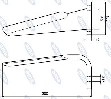 Specifikace - Hřeb rotačních bran Feraboli levý 290x100x17 mm