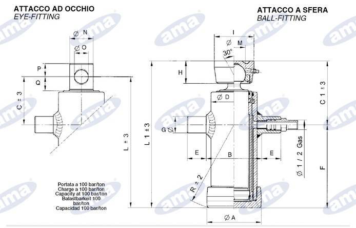 Specifikace - Hydr. válec vyklápění 10 tun/830mm